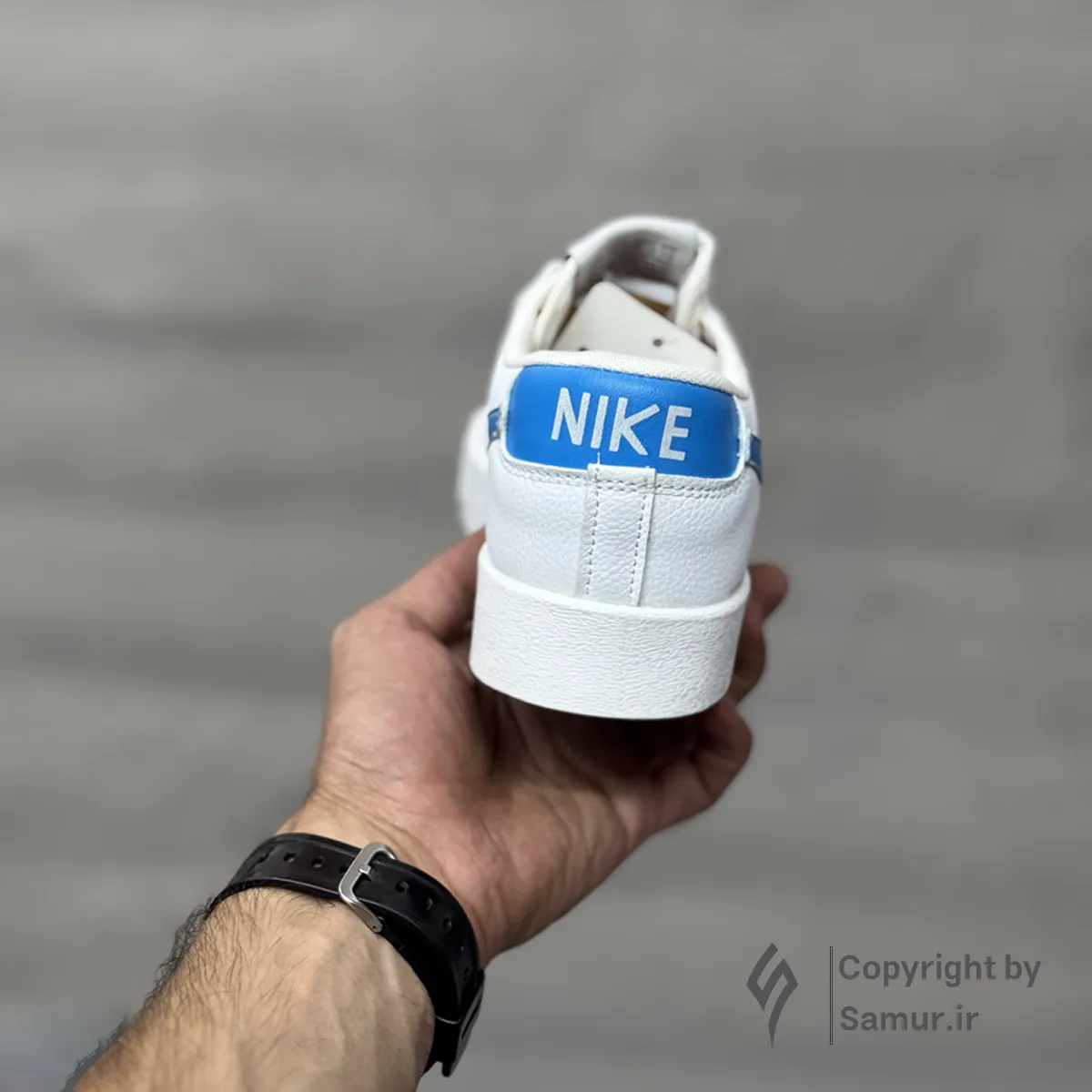 گالری تصاویر کتونی نایک بلیزر سفید آبی ساق کوتاه